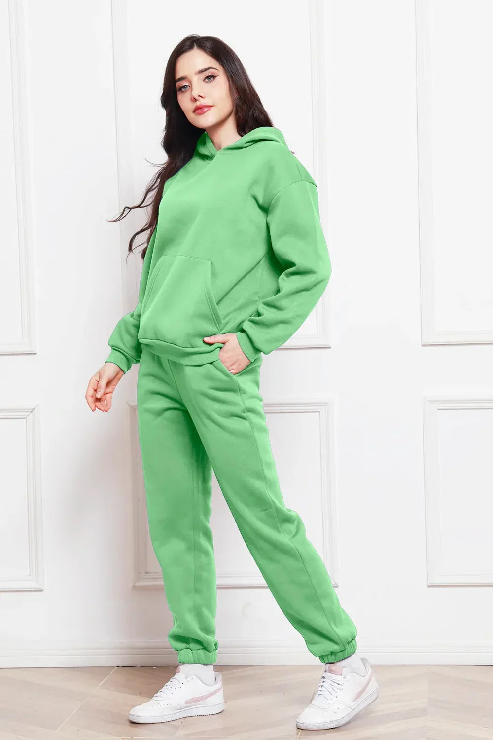 Drop Shoulder Long Sleeve Hoodie and Pants Set - tif-shop24.de