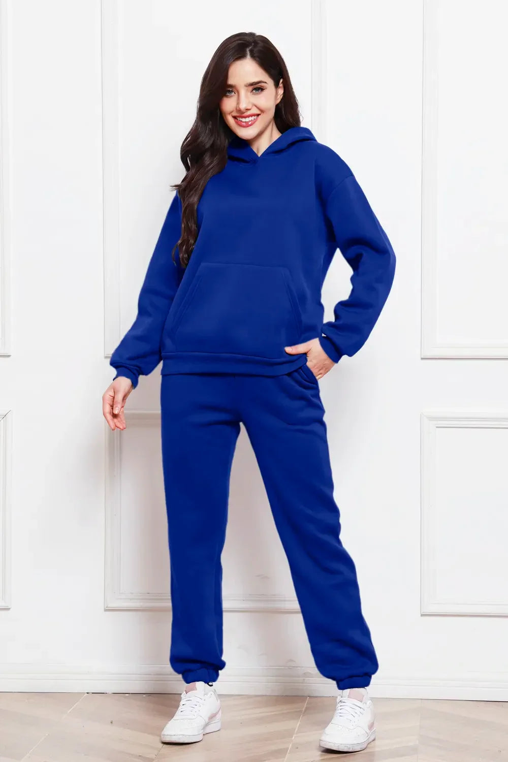Drop Shoulder Long Sleeve Hoodie and Pants Set - tif-shop24.de