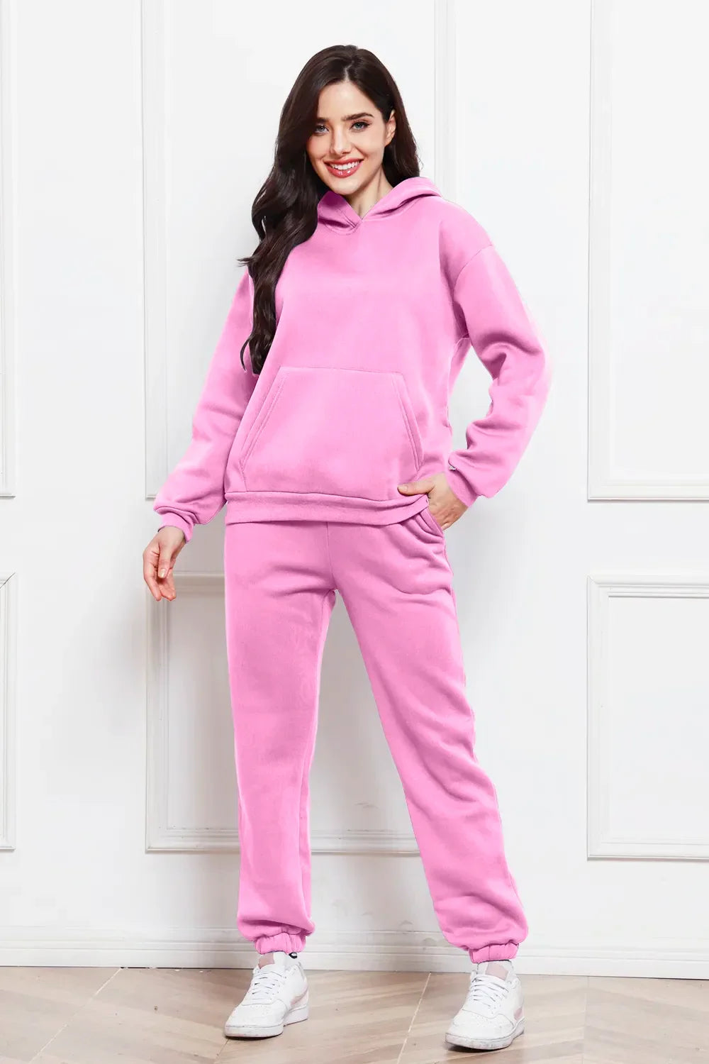 Drop Shoulder Long Sleeve Hoodie and Pants Set - tif-shop24.de