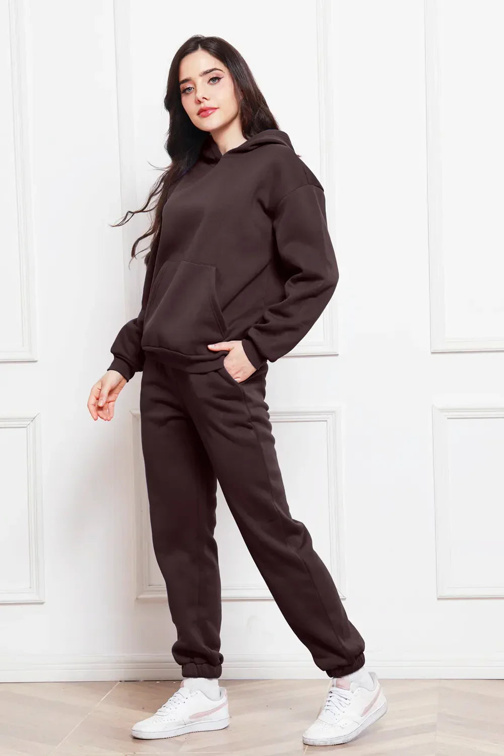 Drop Shoulder Long Sleeve Hoodie and Pants Set - tif-shop24.de