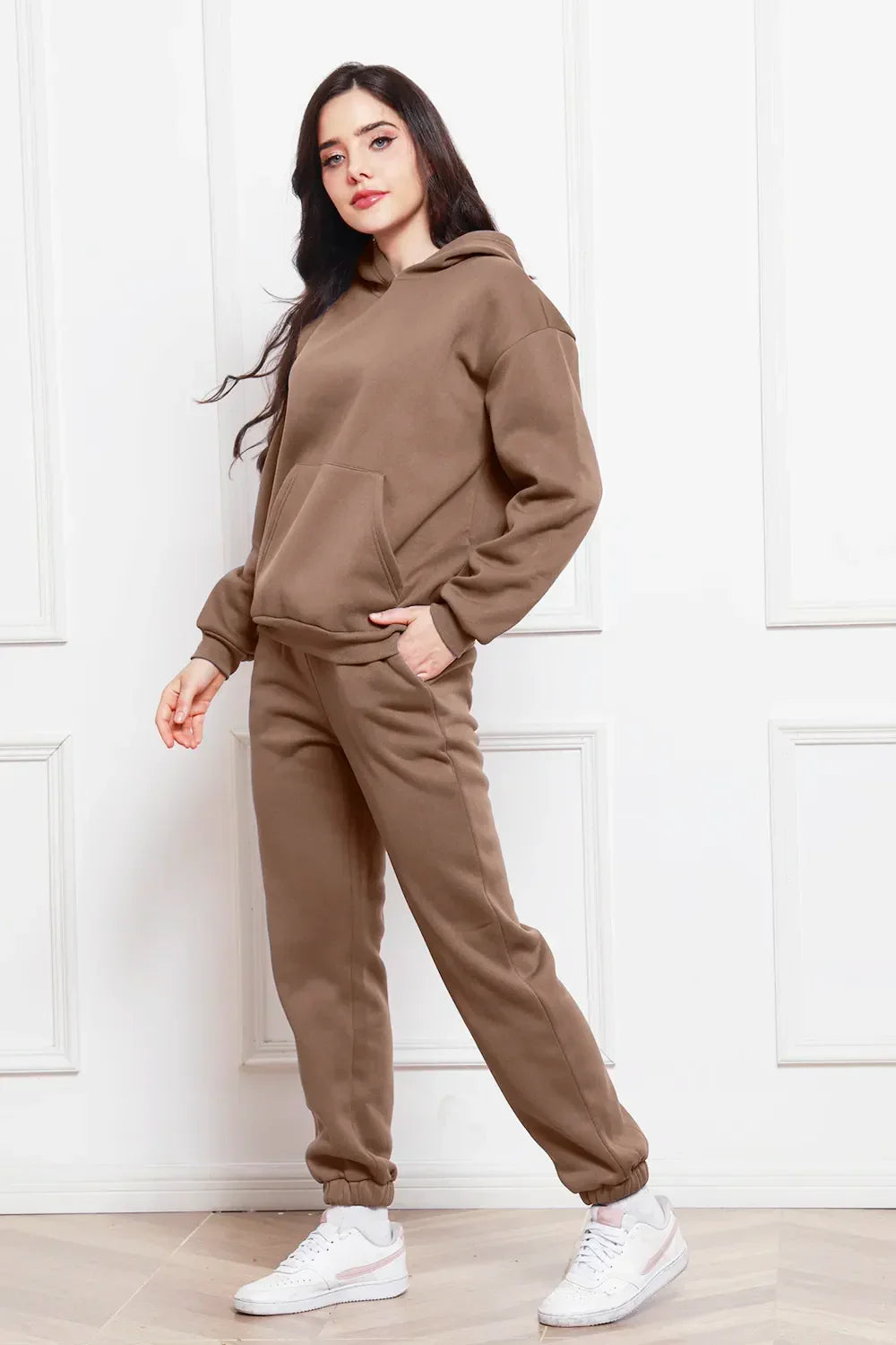 Drop Shoulder Long Sleeve Hoodie and Pants Set - tif-shop24.de