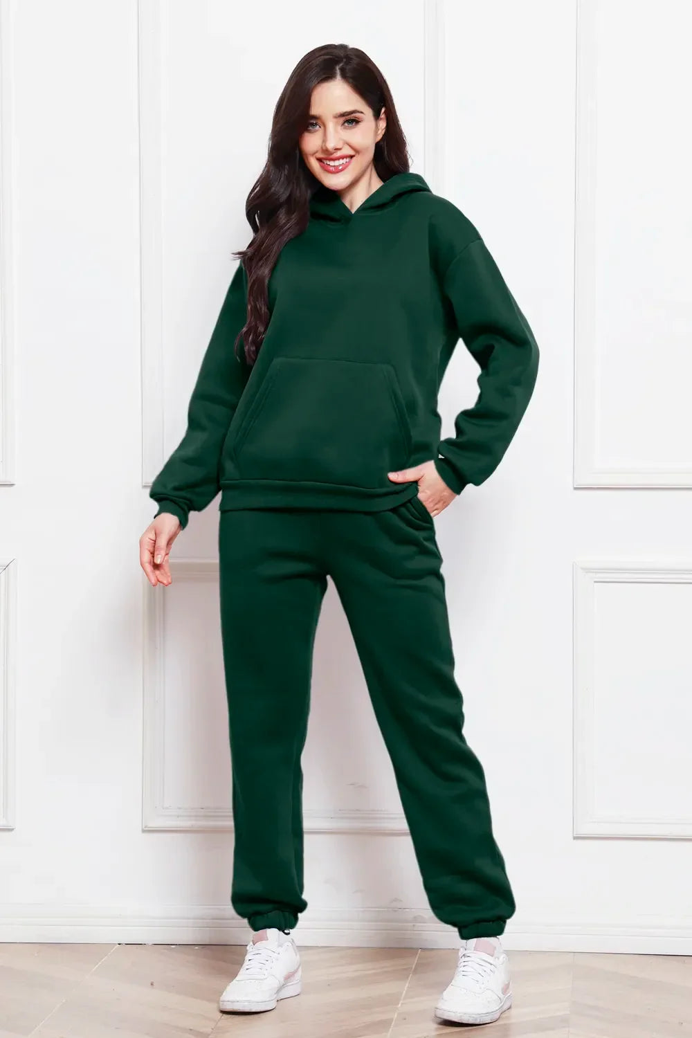 Drop Shoulder Long Sleeve Hoodie and Pants Set - tif-shop24.de
