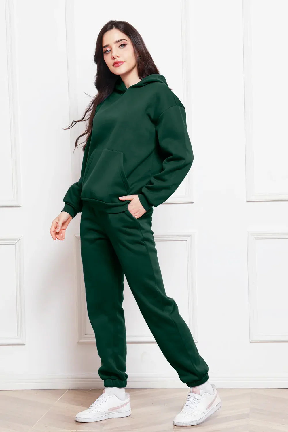 Drop Shoulder Long Sleeve Hoodie and Pants Set - tif-shop24.de