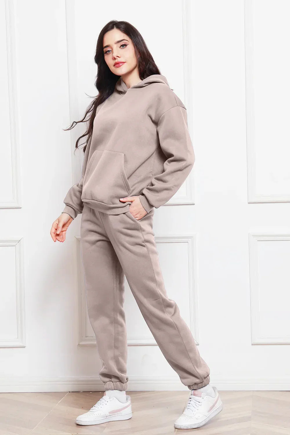 Drop Shoulder Long Sleeve Hoodie and Pants Set - tif-shop24.de