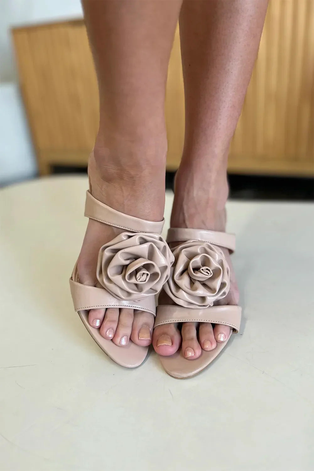 Weeboo Flower PU Leather Stiletto Heel Sandals - tif-shop24.de