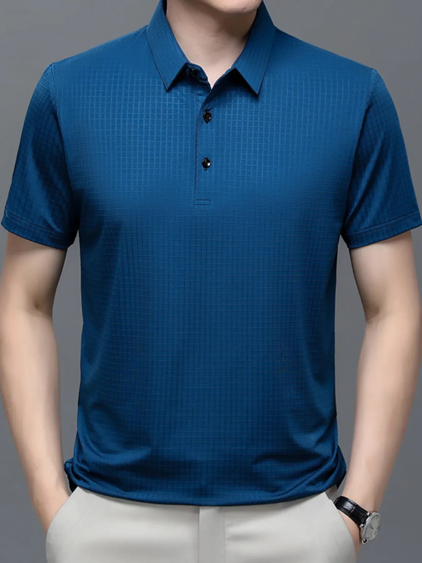 Men's Plus Size Textured Short Sleeve Polo - tif-shop24.de