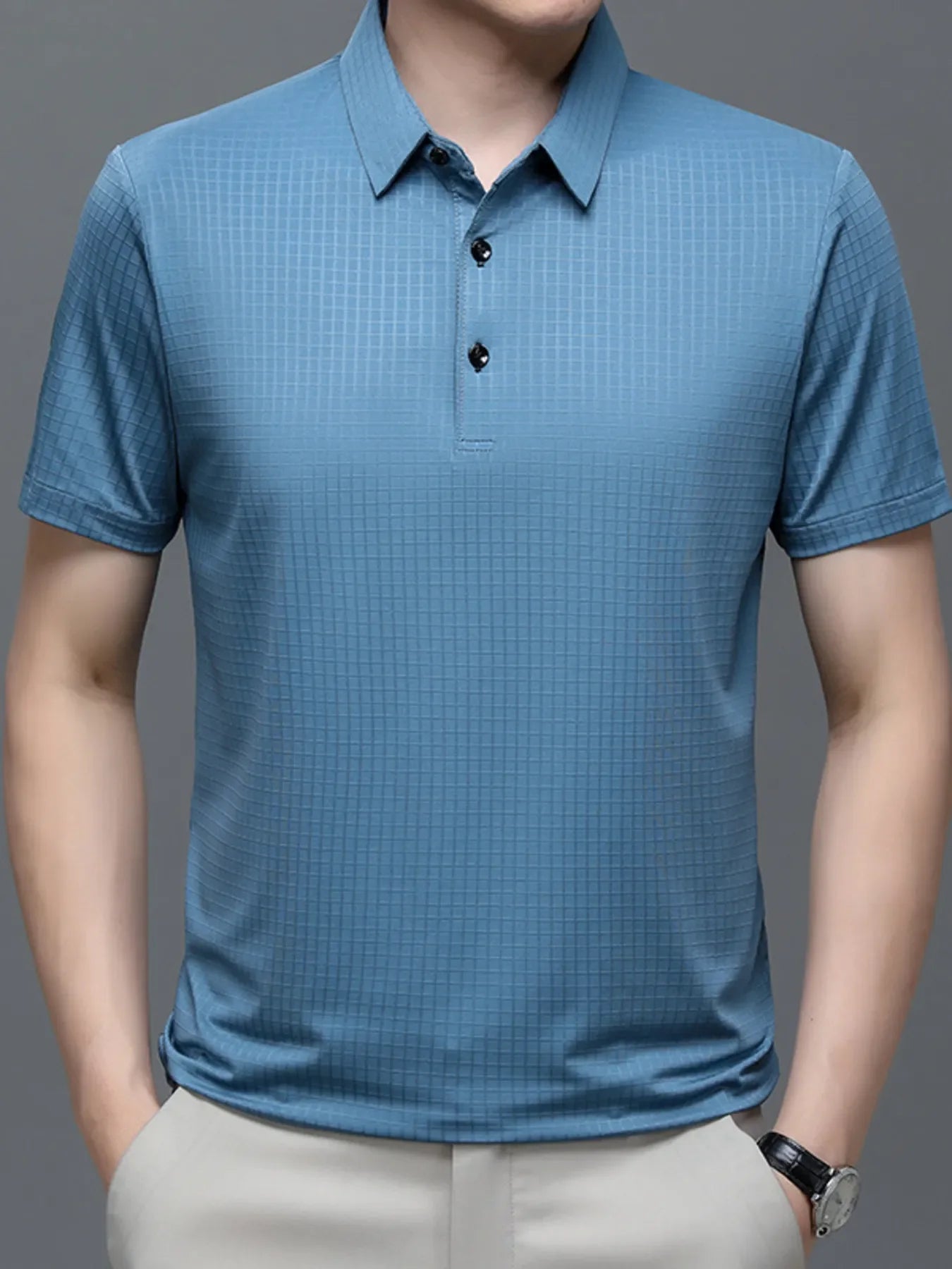 Men's Plus Size Textured Short Sleeve Polo - tif-shop24.de