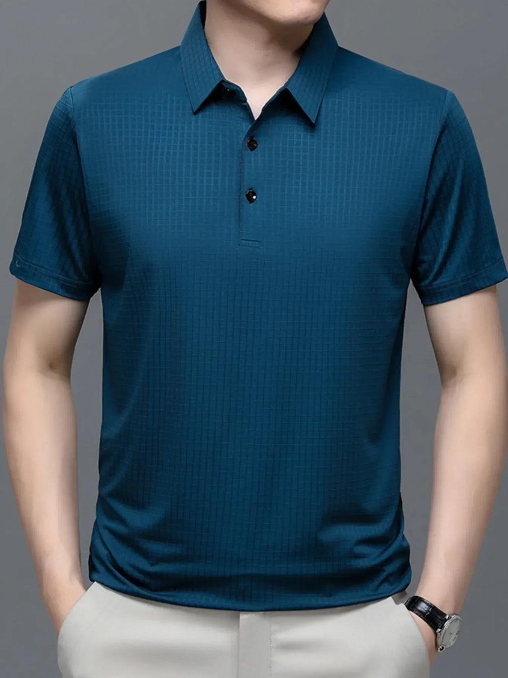 Men's Plus Size Textured Short Sleeve Polo - tif-shop24.de