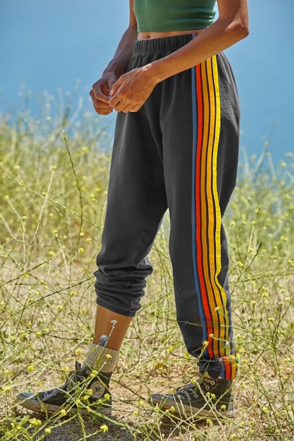 Contrast Striped Elastic Waist Active Pants - tif-shop24.de