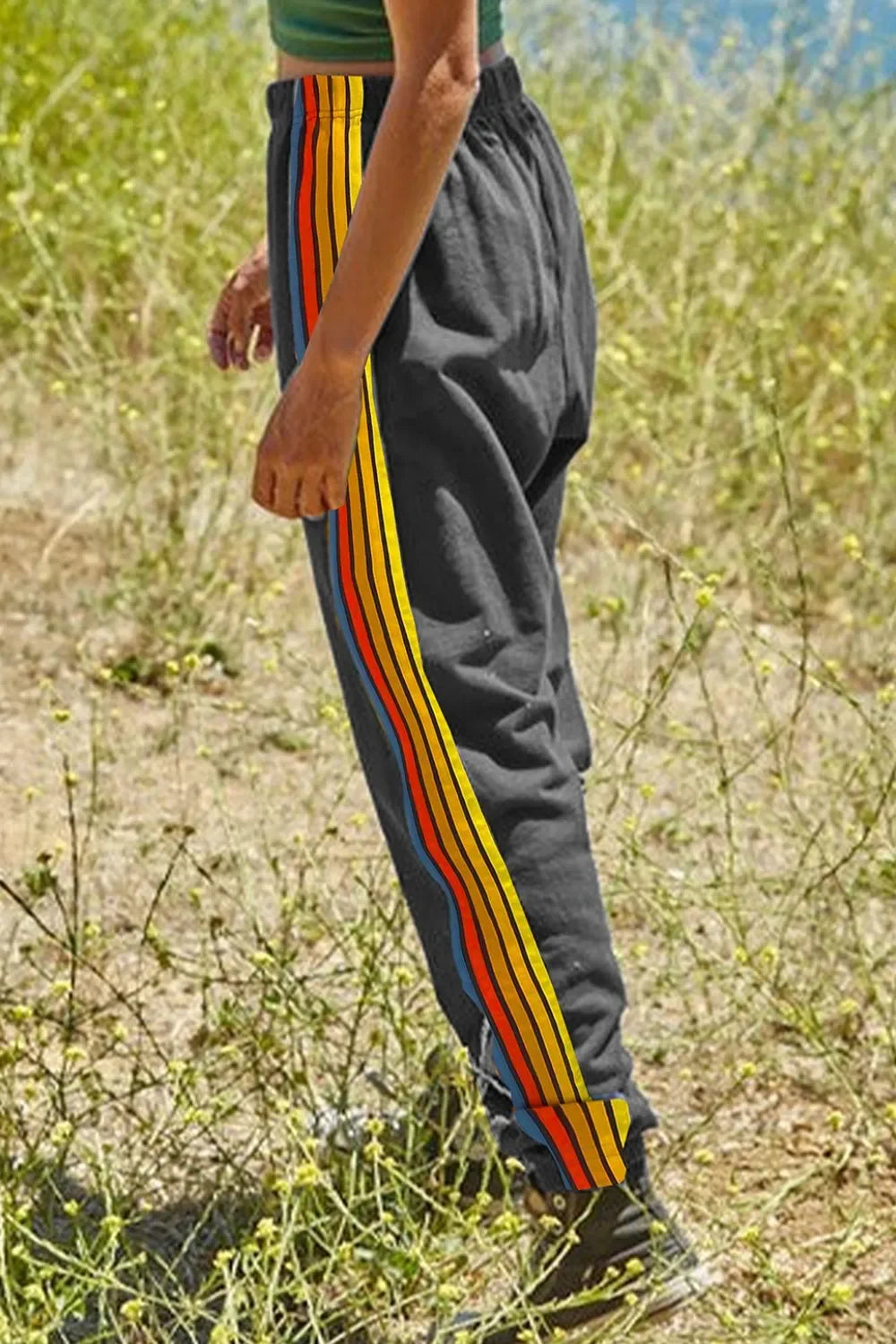 Contrast Striped Elastic Waist Active Pants - tif-shop24.de