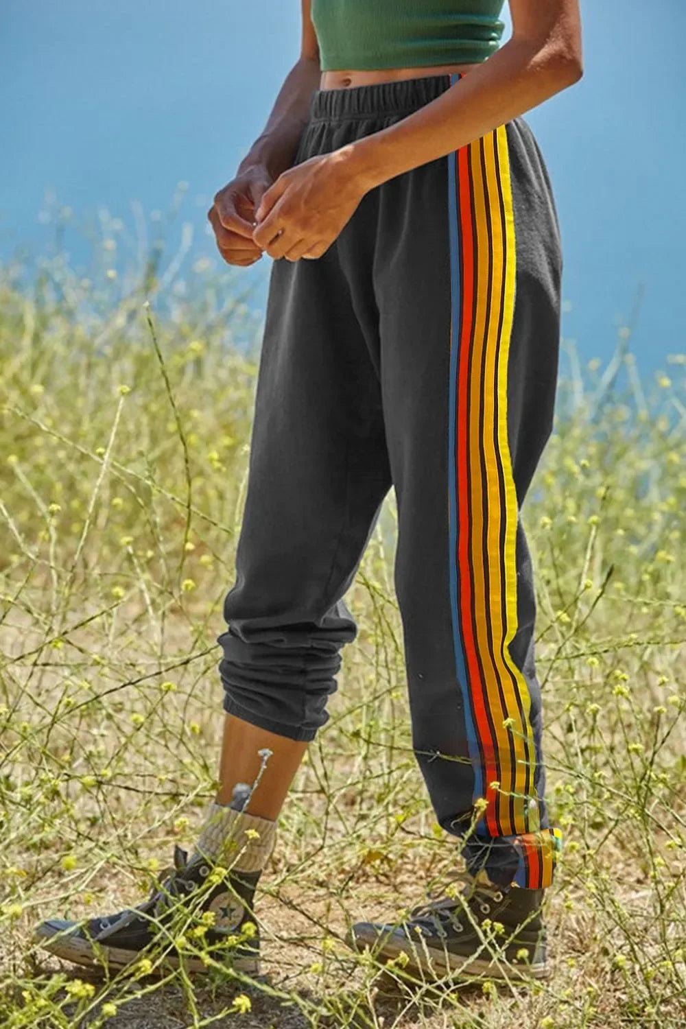 Contrast Striped Elastic Waist Active Pants - tif-shop24.de