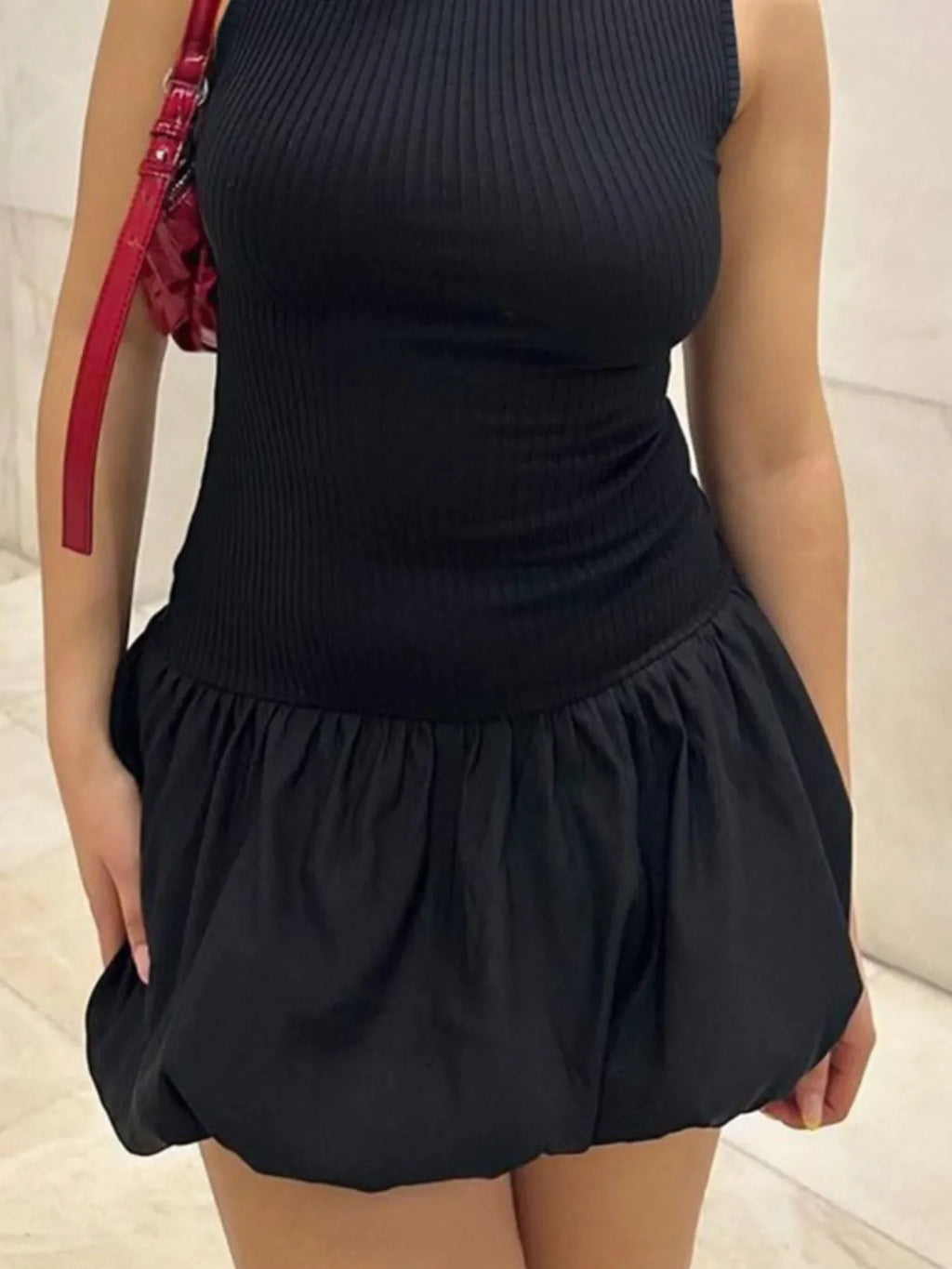 Ruffled Bubble Hem Sleeveless Mini Dress - tif-shop24.de