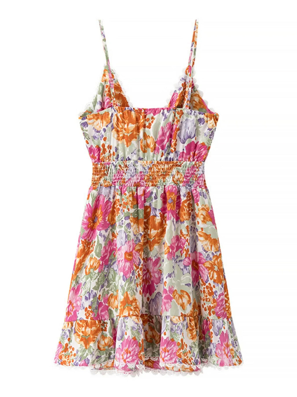 Floral Print Tie-Front Cami Dress with Lace Trim - tif-shop24.de