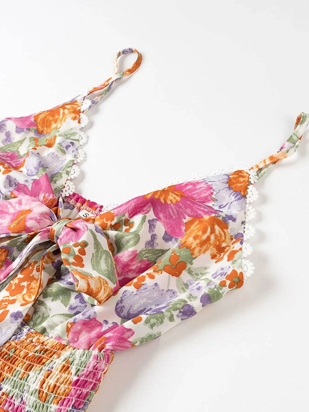 Floral Print Tie-Front Cami Dress with Lace Trim - tif-shop24.de