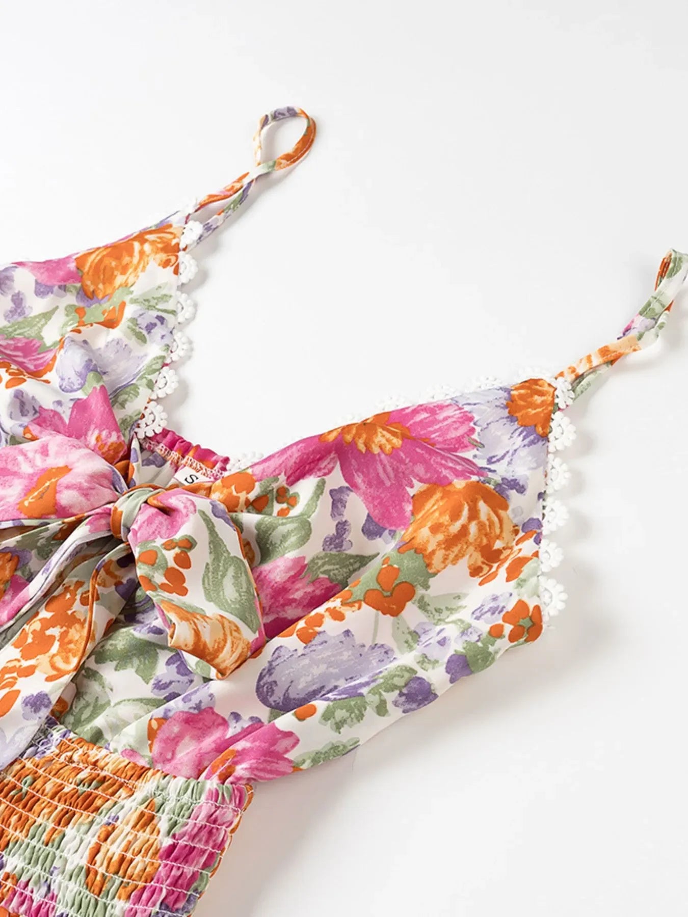 Floral Print Tie-Front Cami Dress with Lace Trim - tif-shop24.de