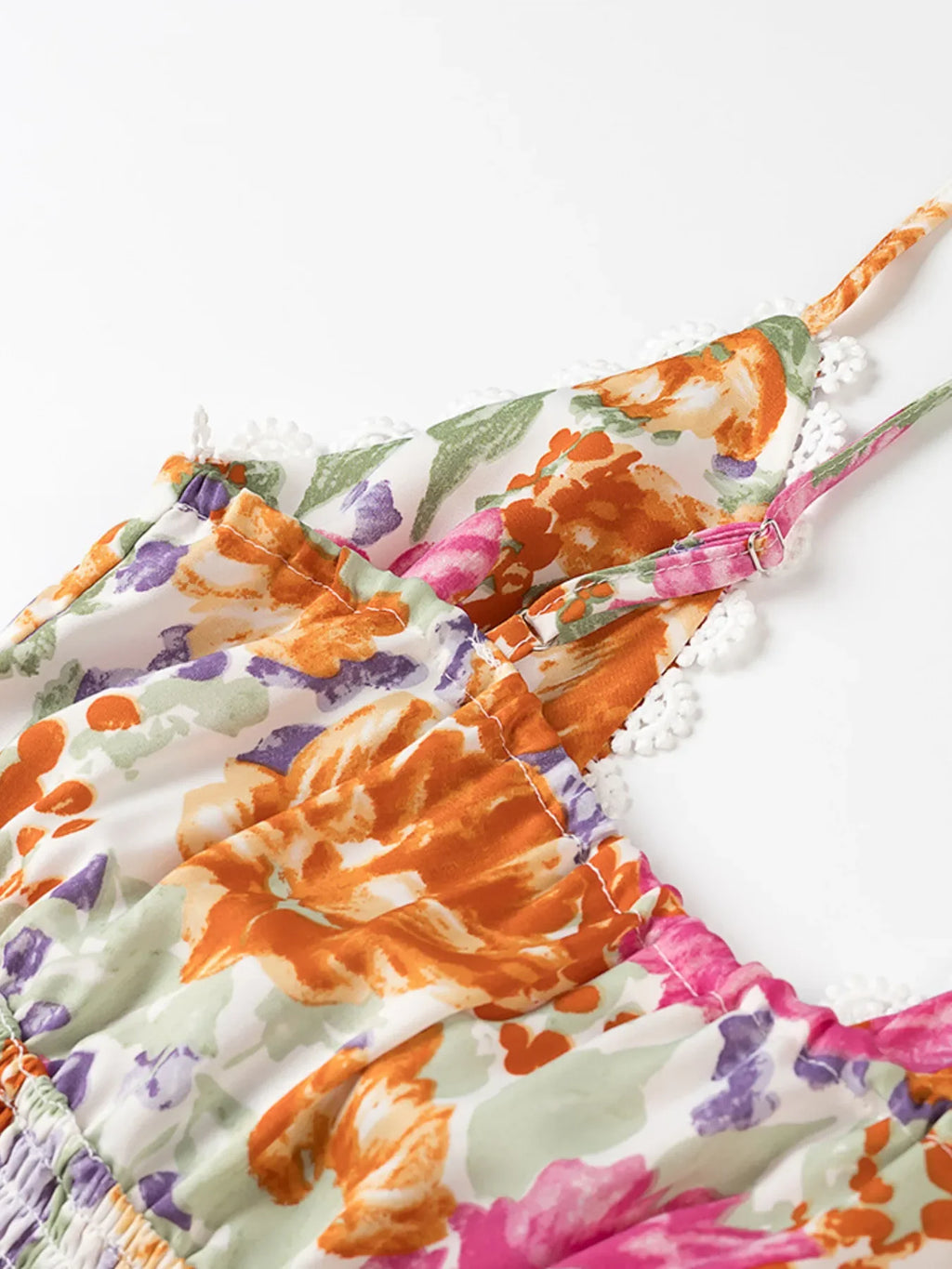 Floral Print Tie-Front Cami Dress with Lace Trim - tif-shop24.de