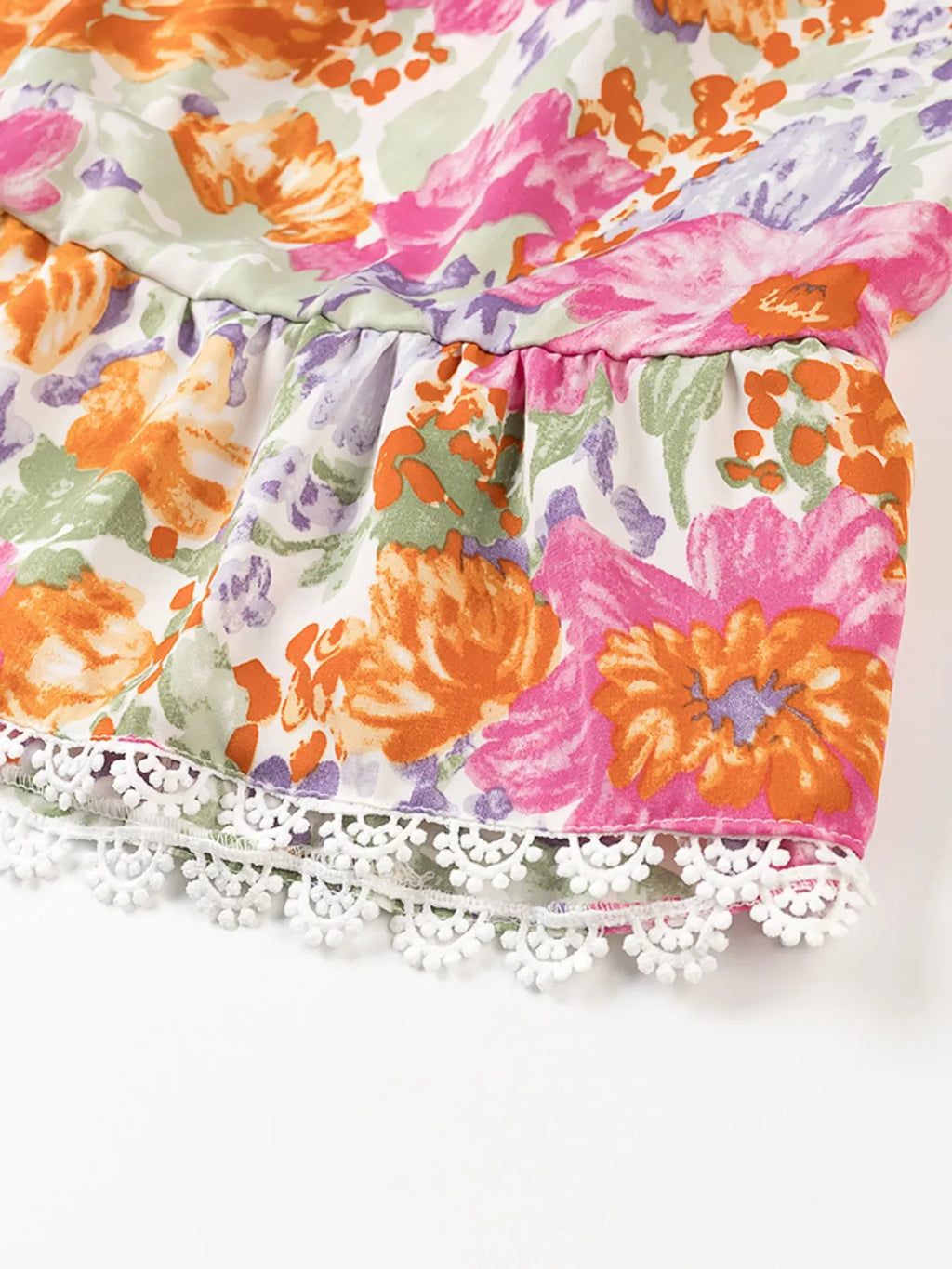 Floral Print Tie-Front Cami Dress with Lace Trim - tif-shop24.de