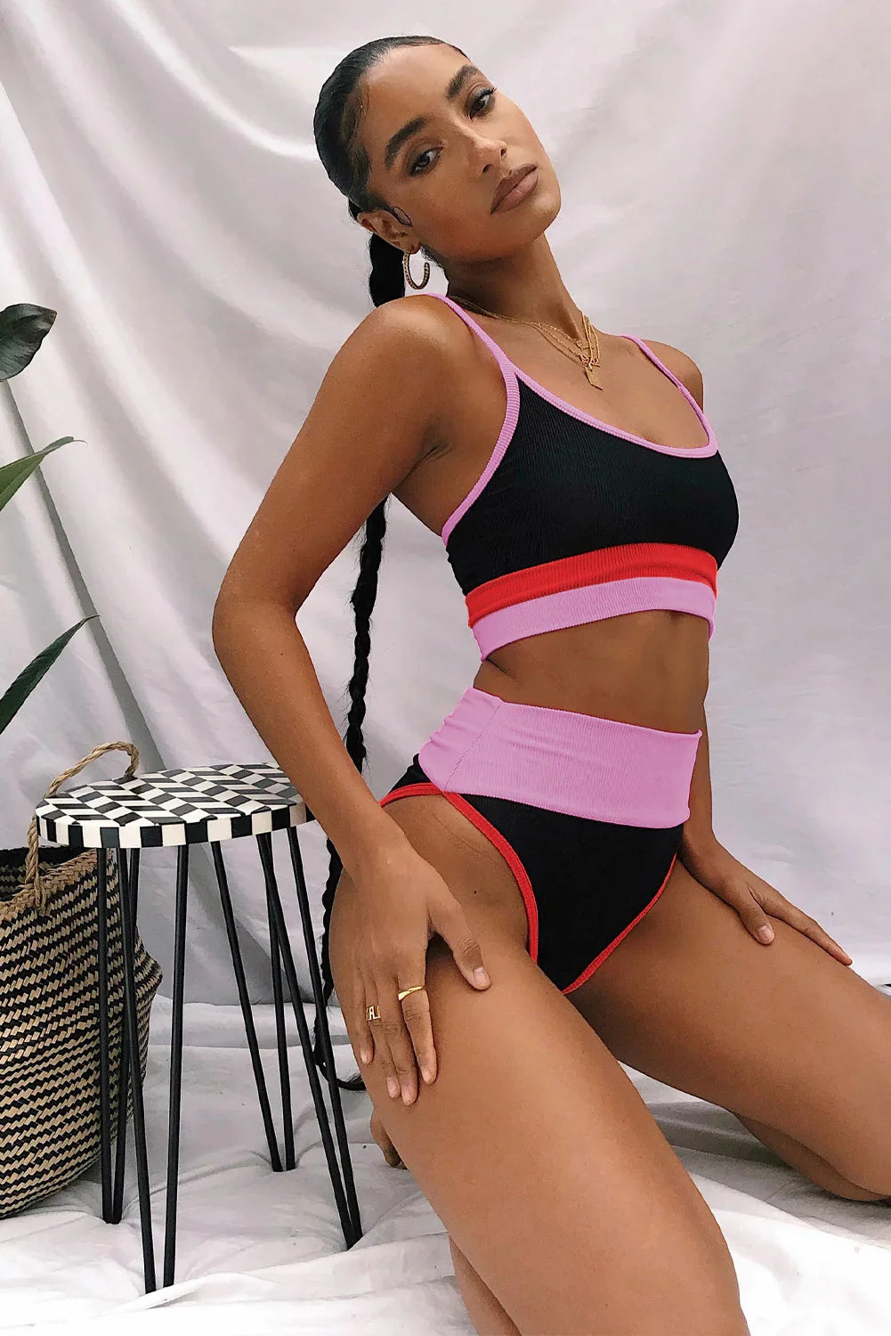 Color Block Spaghetti Strap Two-Piece Swim Set - tif-shop24.de