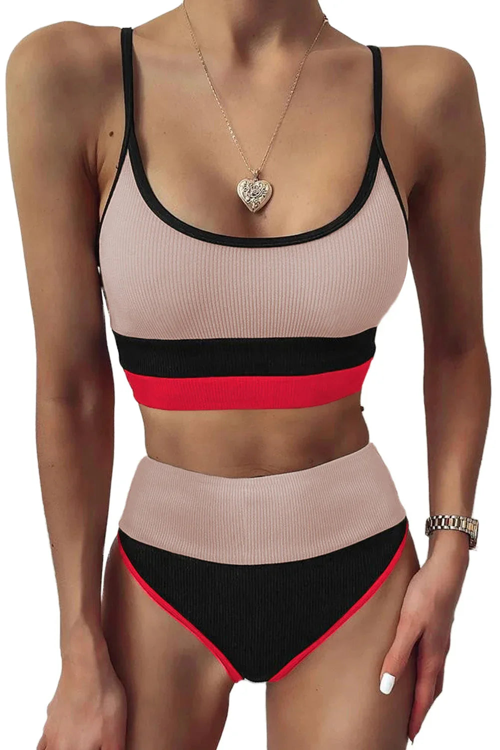 Color Block Spaghetti Strap Two-Piece Swim Set - tif-shop24.de