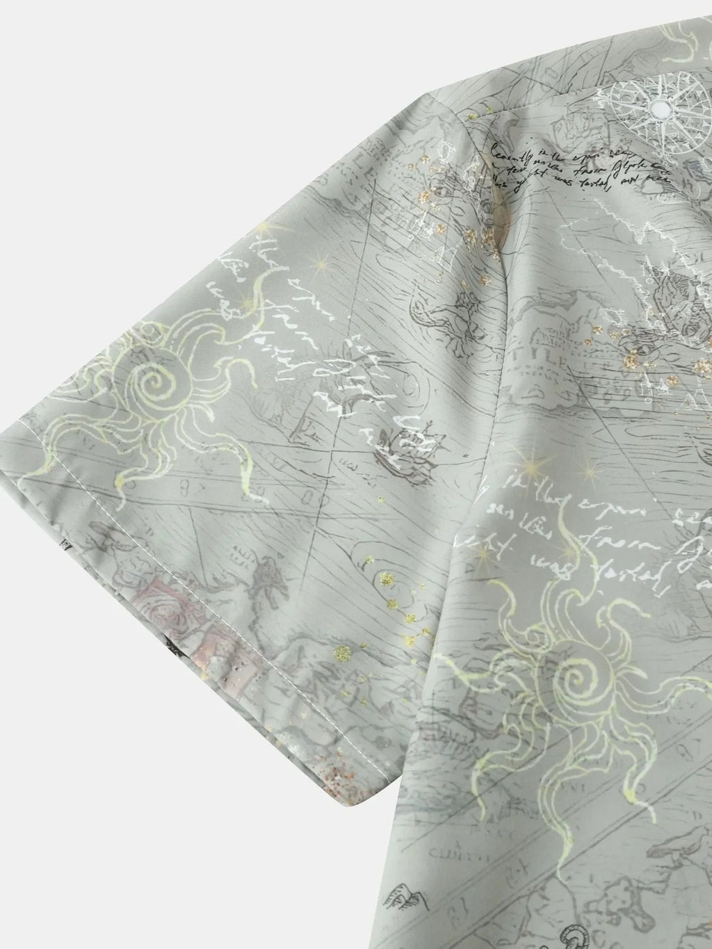 Men's Vintage Map Print Short Sleeve Button Down Shirt - tif-shop24.de