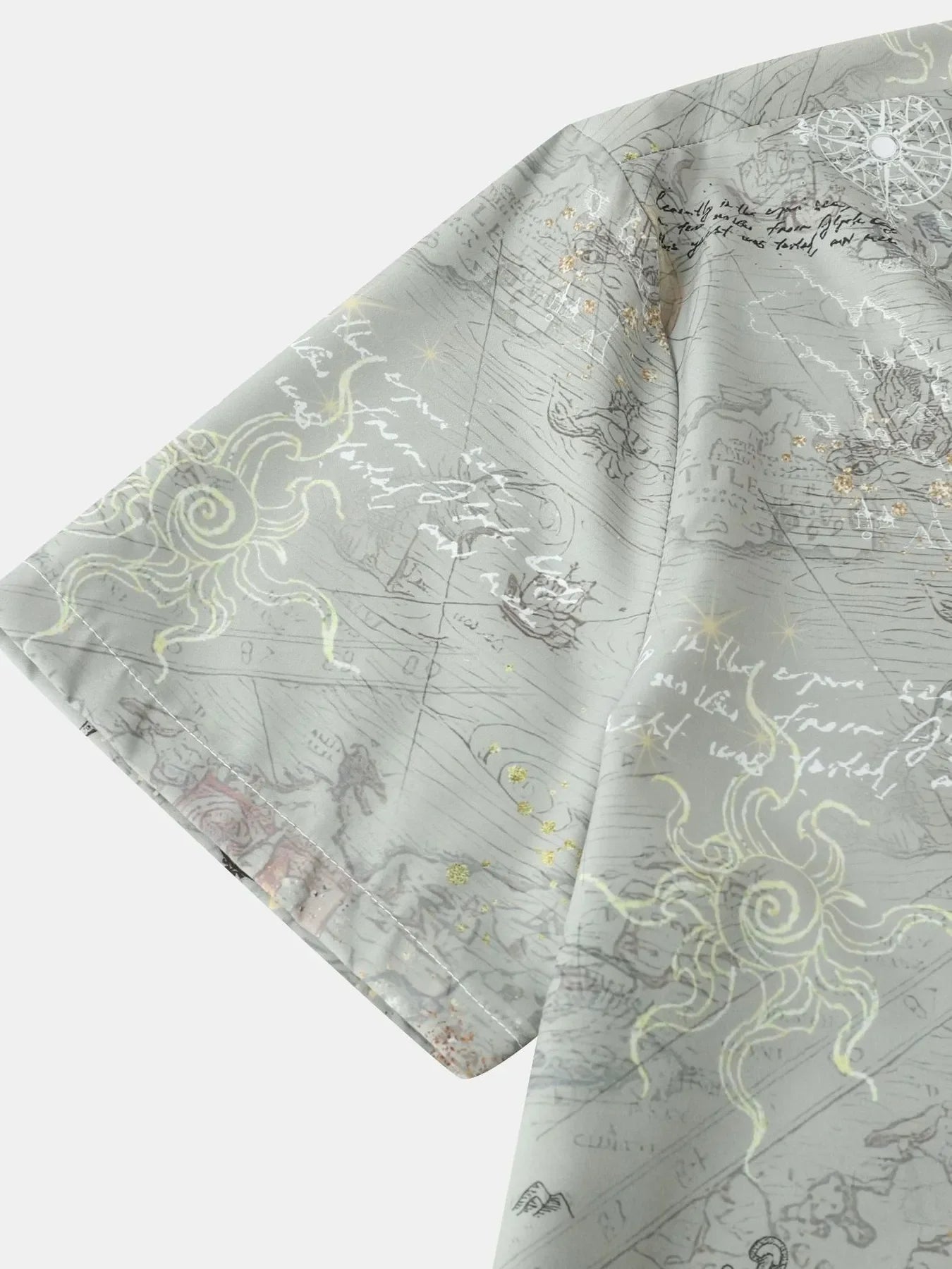 Men's Vintage Map Print Short Sleeve Button Down Shirt - tif-shop24.de