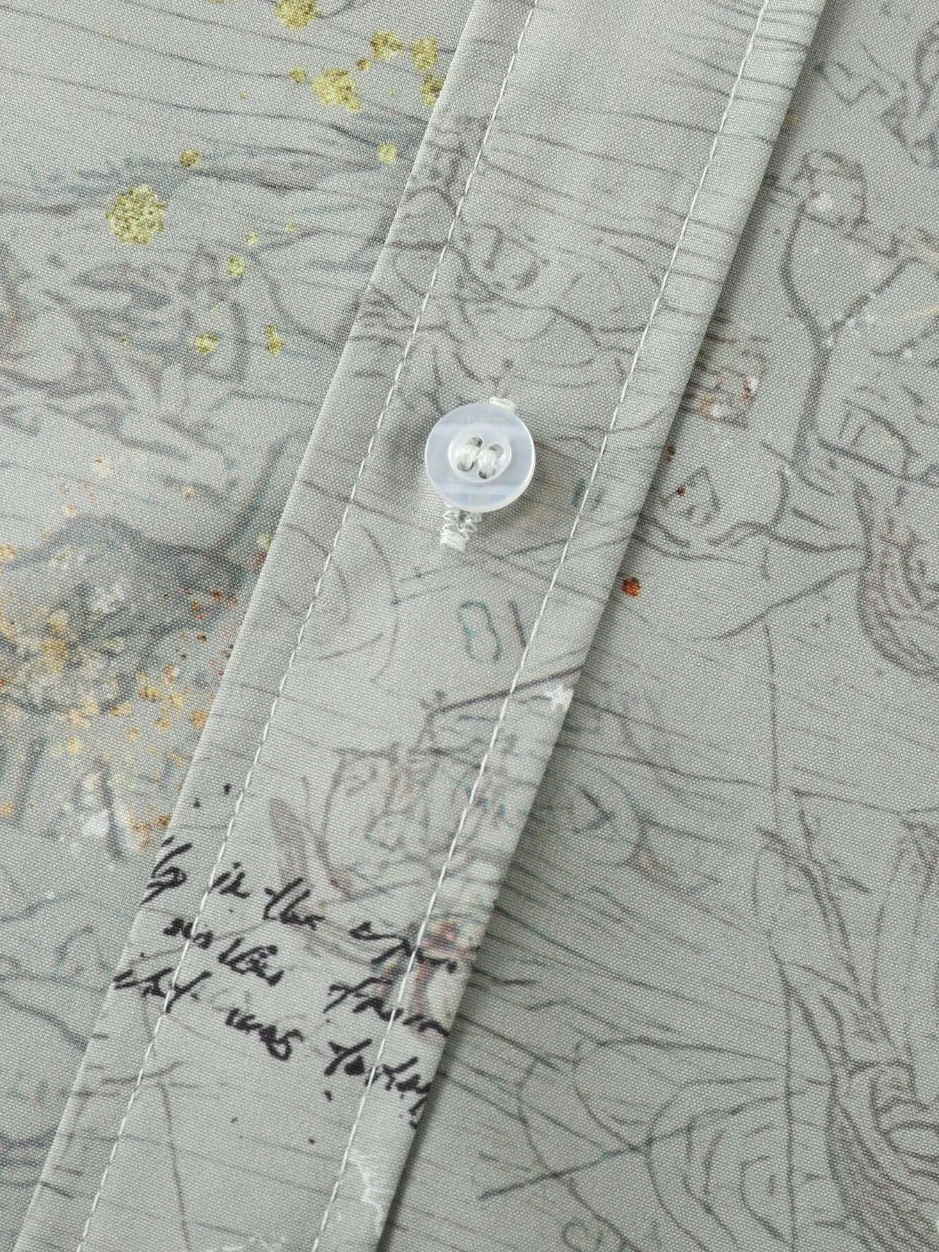 Men's Vintage Map Print Short Sleeve Button Down Shirt - tif-shop24.de