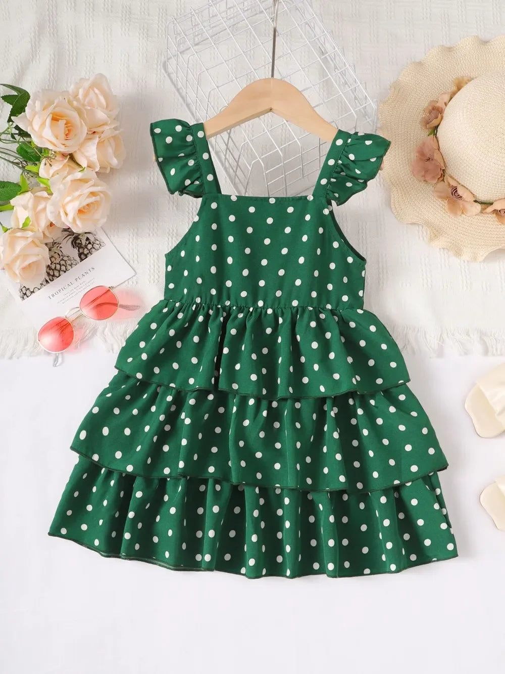 Bow Polka Dot Square Neck Layered Dress - tif-shop24.de