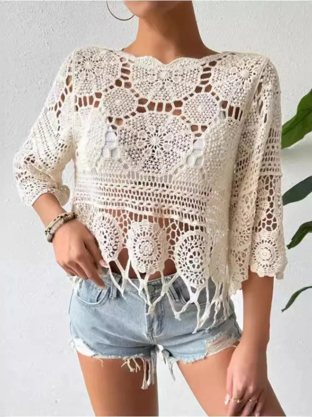 Openwork Round Neck Cover-Up - tif-shop24.de