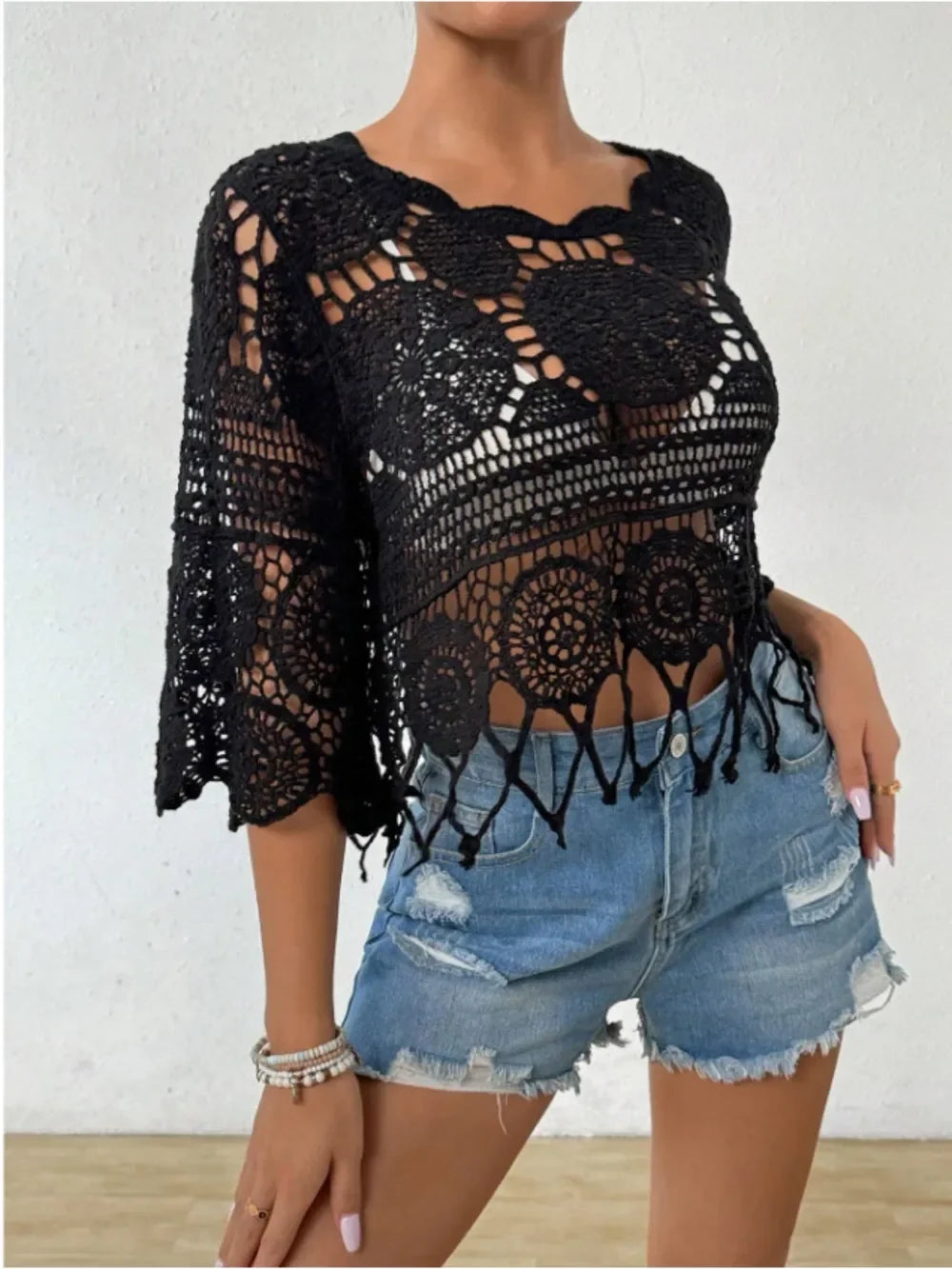 Openwork Round Neck Cover-Up - tif-shop24.de