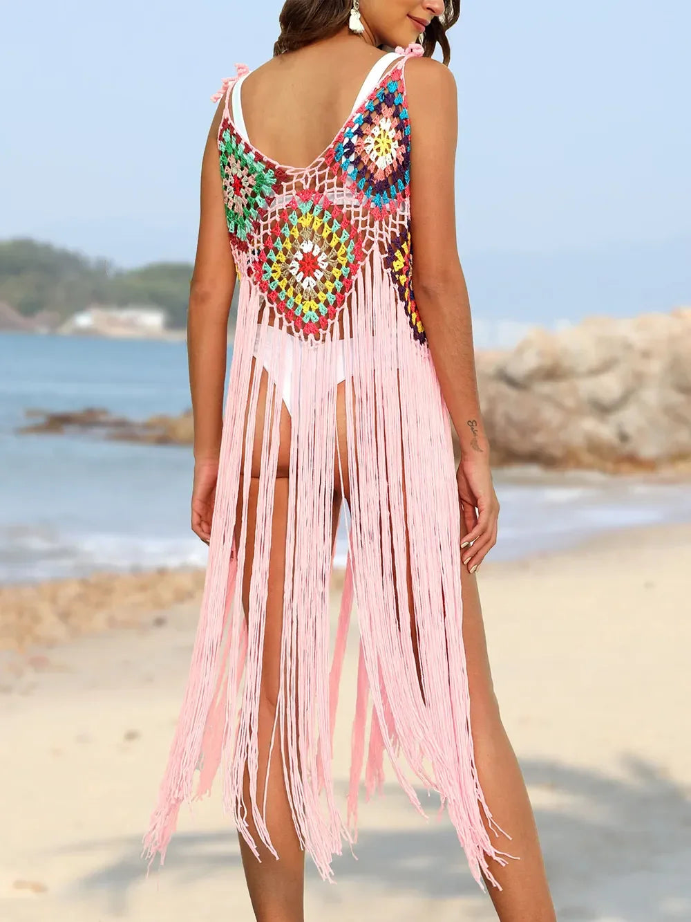 Fringe Spaghetti Strap Cover-Up - tif-shop24.de