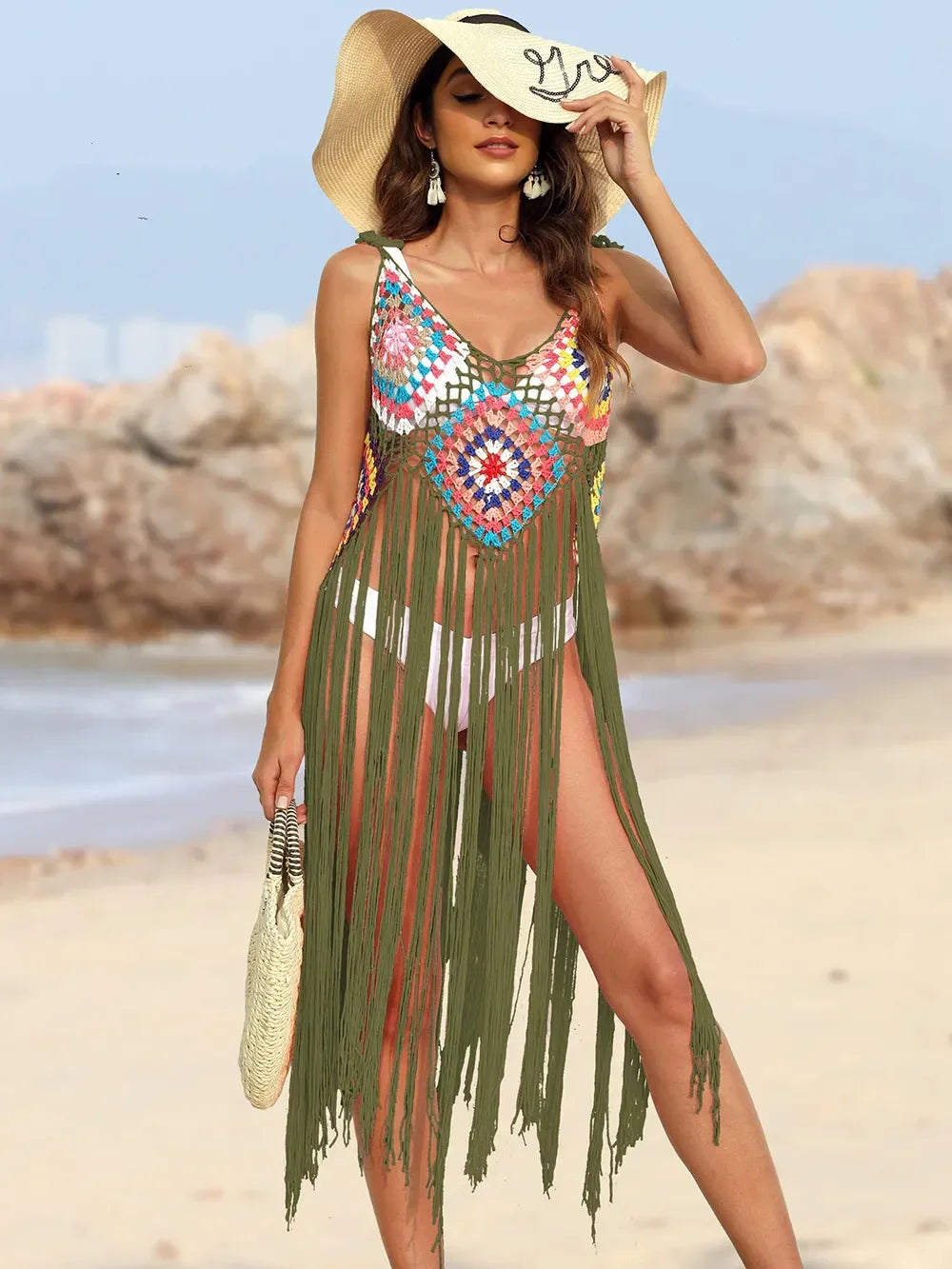 Fringe Spaghetti Strap Cover-Up - tif-shop24.de