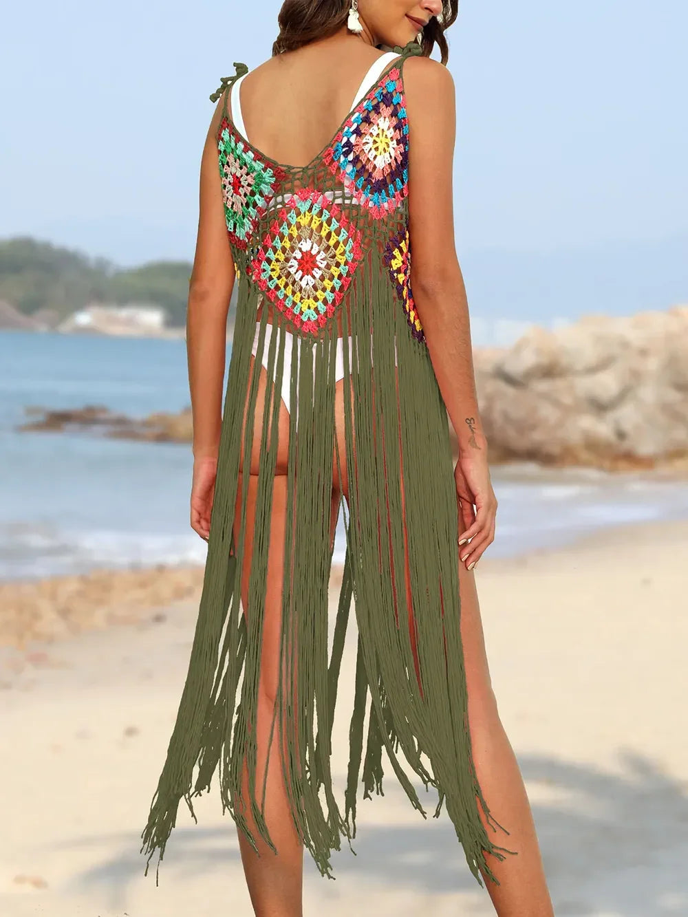 Fringe Spaghetti Strap Cover-Up - tif-shop24.de