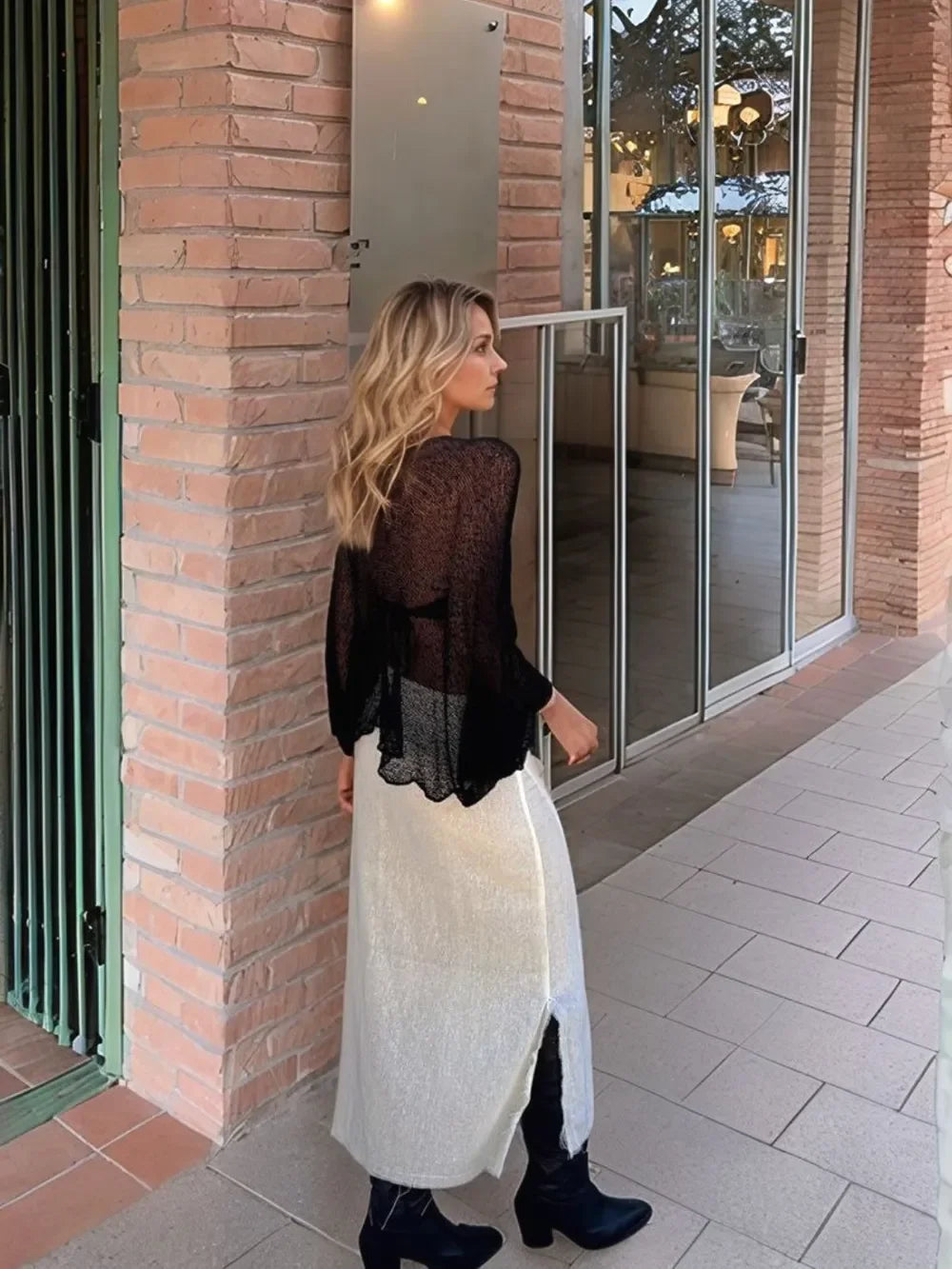 Round Neck Long Sleeve Cover-Up - tif-shop24.de