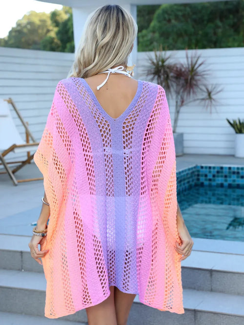 Openwork Contrast V-Neck Cover-Up - tif-shop24.de