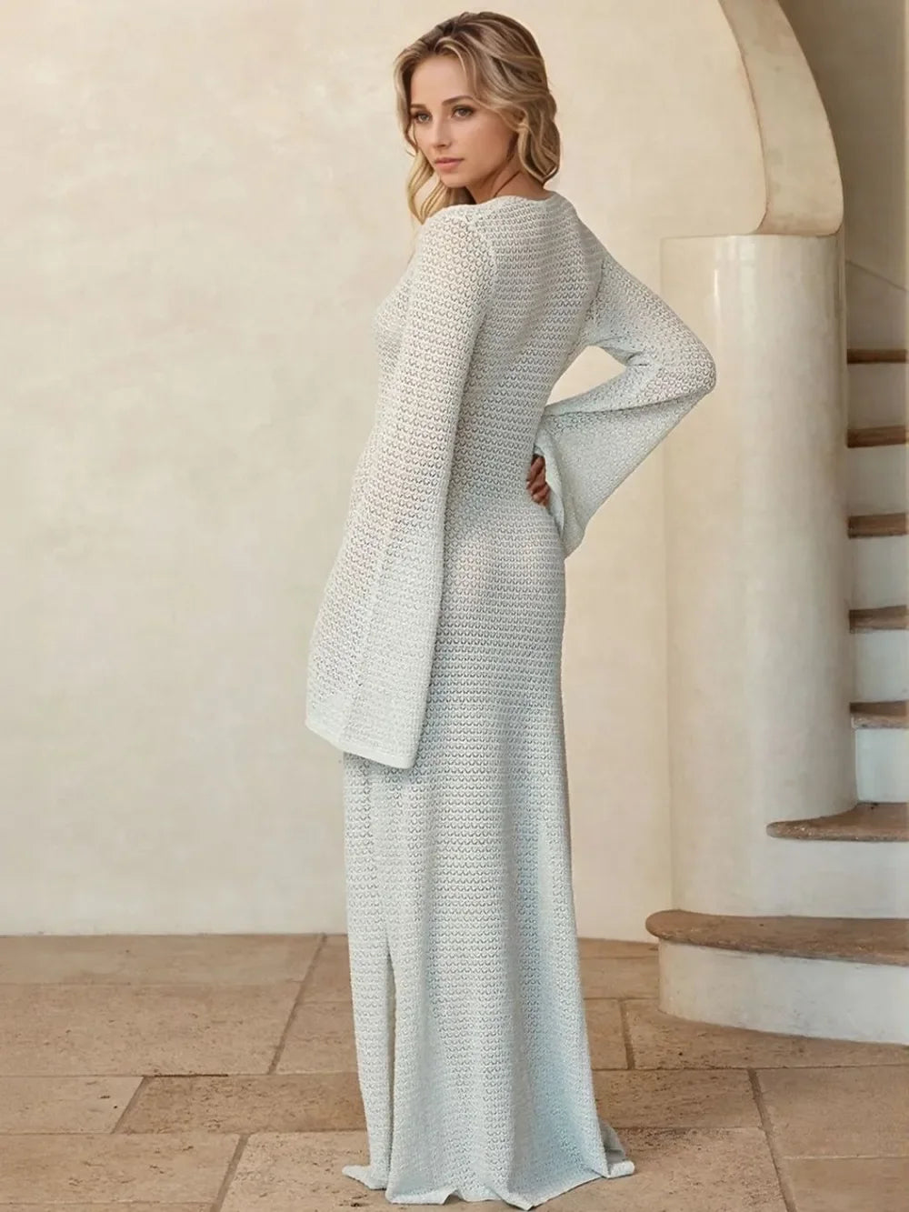 Slit Plunge Flare Sleeve Cover-Up Dress - tif-shop24.de