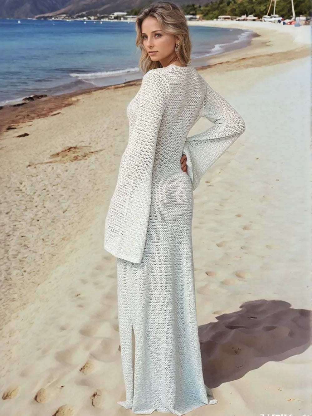 Slit Plunge Flare Sleeve Cover-Up Dress - tif-shop24.de