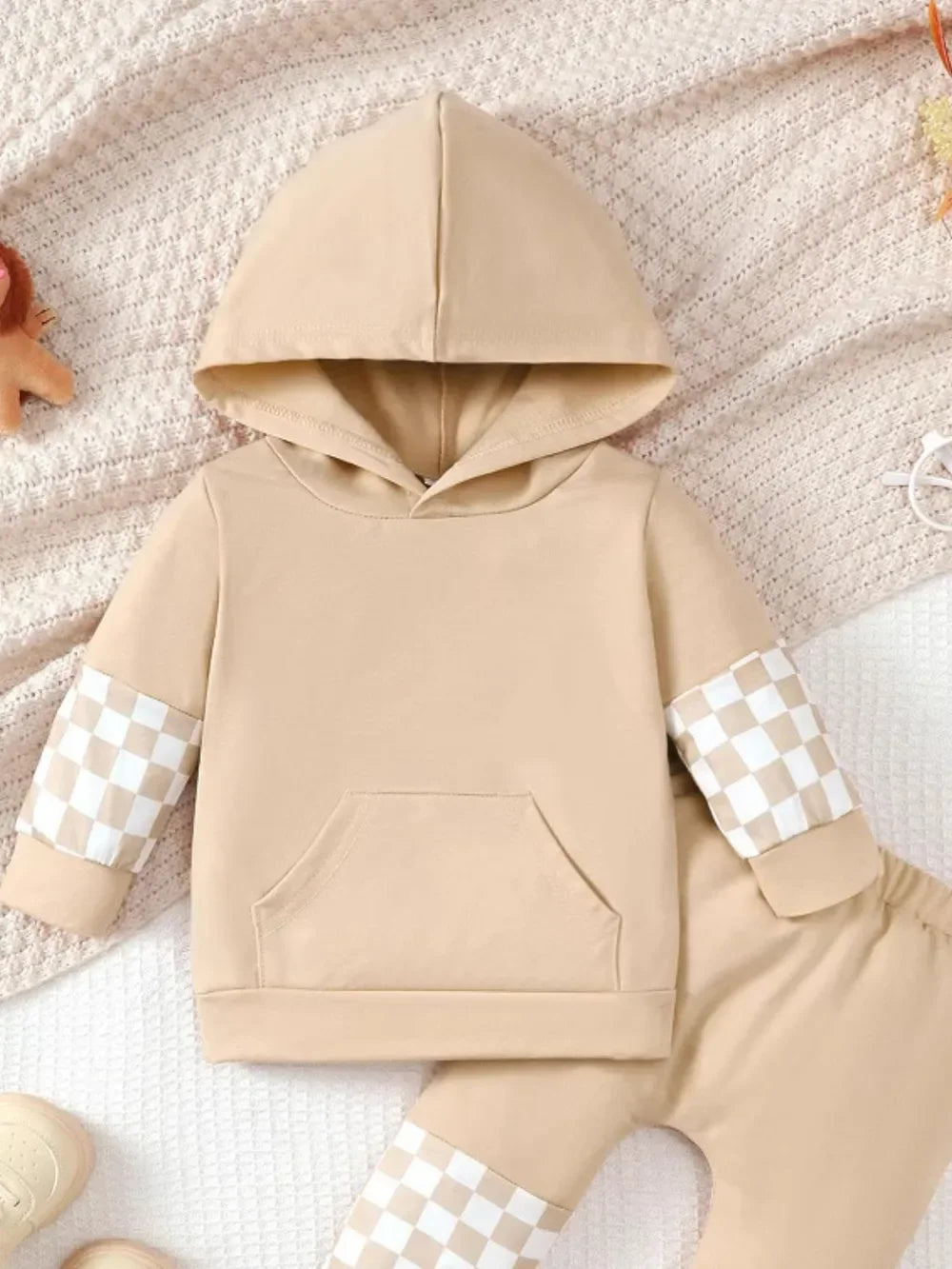 Checkered Long Sleeve Sweatshirt and Pants Set - tif-shop24.de