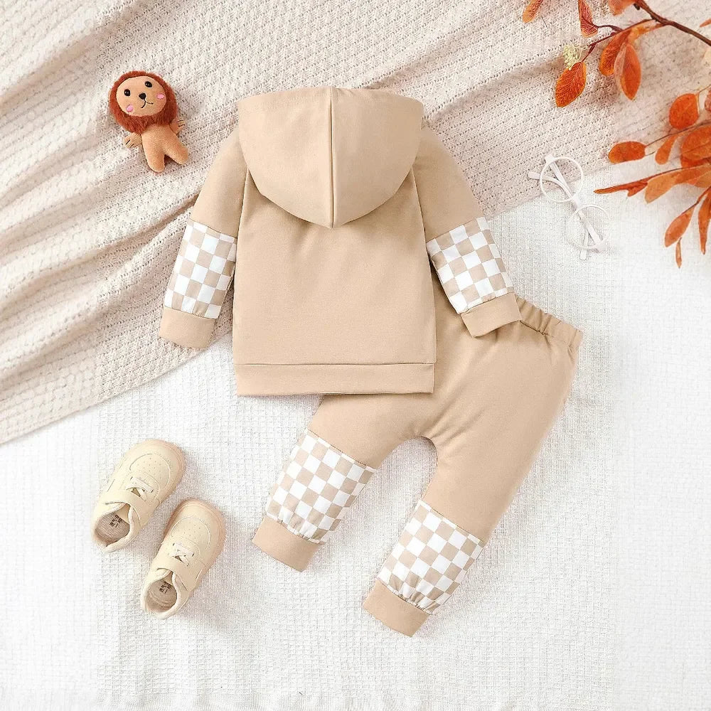 Checkered Long Sleeve Sweatshirt and Pants Set - tif-shop24.de