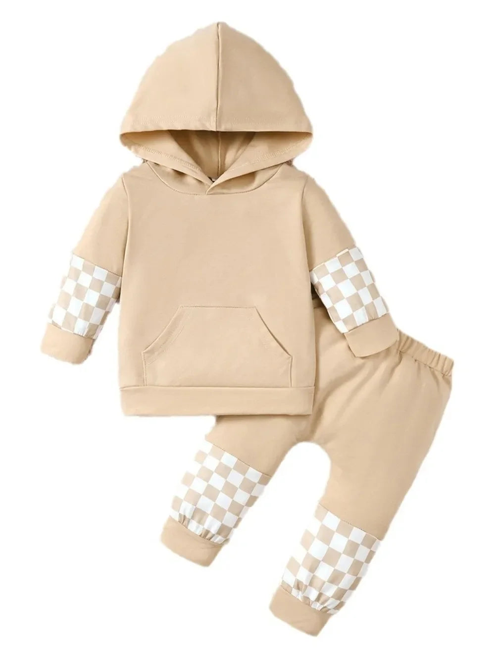 Checkered Long Sleeve Sweatshirt and Pants Set - tif-shop24.de