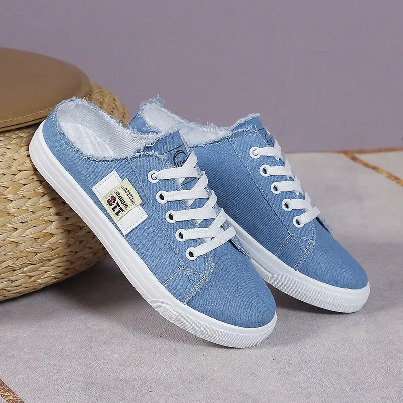 Frayed Hem Lace Up Canvas Sneakers - tif-shop24.de