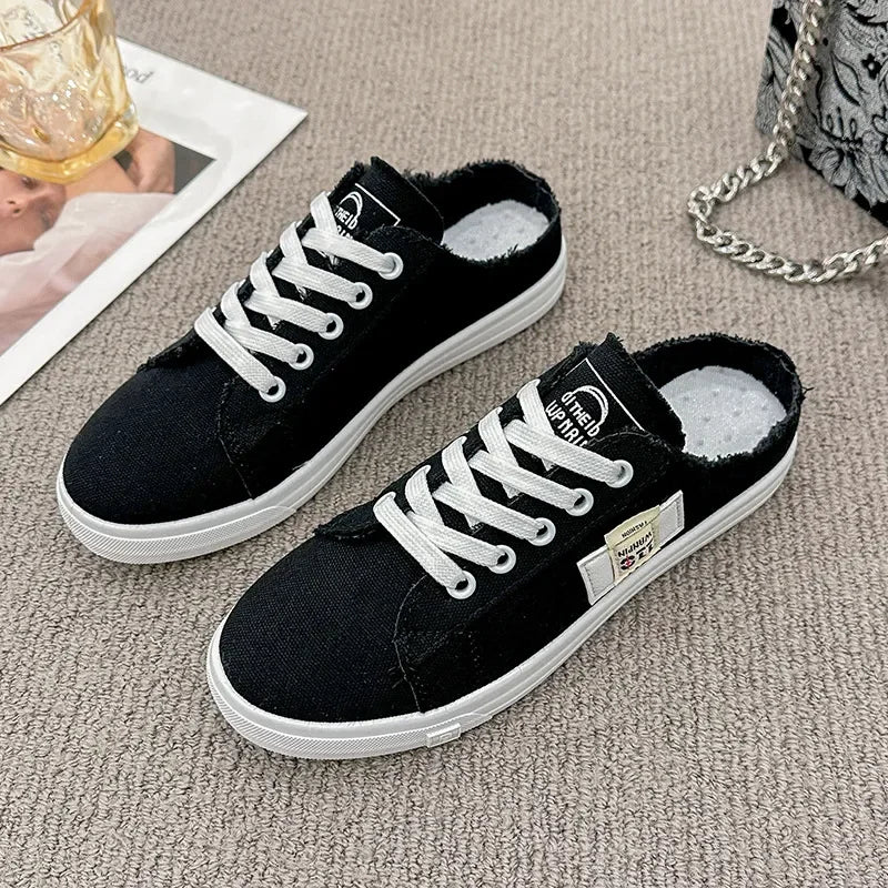 Frayed Hem Lace Up Canvas Sneakers - tif-shop24.de