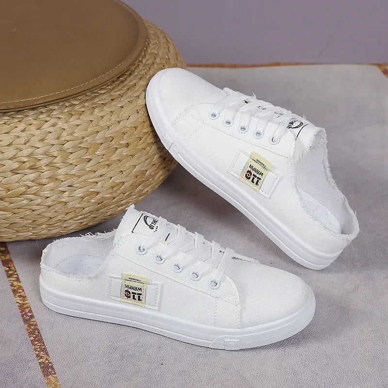 Frayed Hem Lace Up Canvas Sneakers - tif-shop24.de