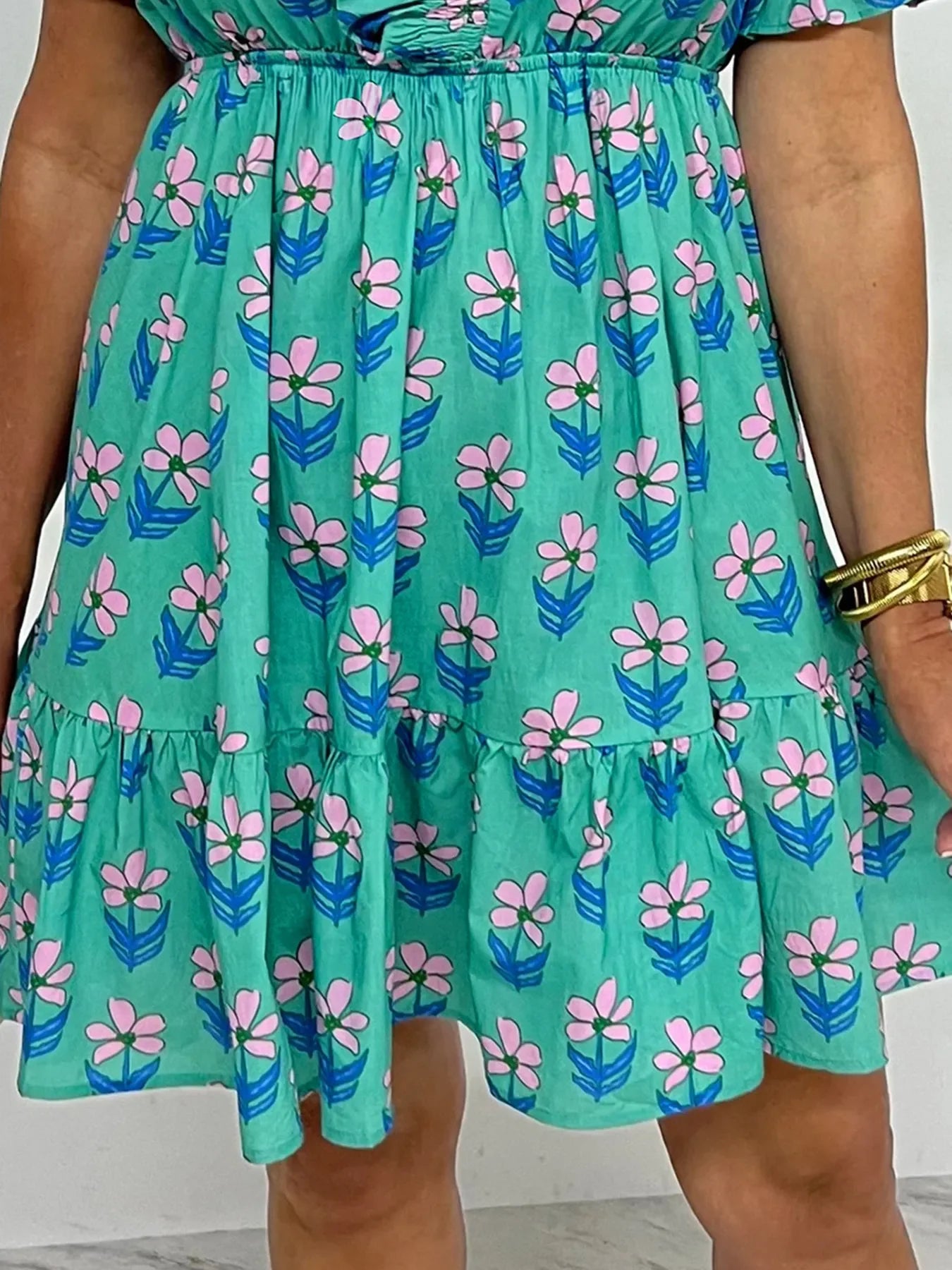 Floral Print Puff Sleeve Shirt Dress - tif-shop24.de