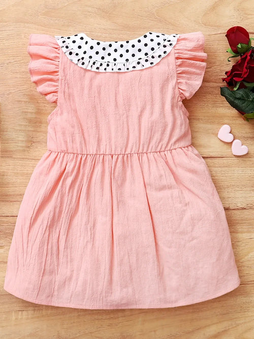 Children's Bow Peter Pan Collar Ruffle Sleeve Dress - tif-shop24.de