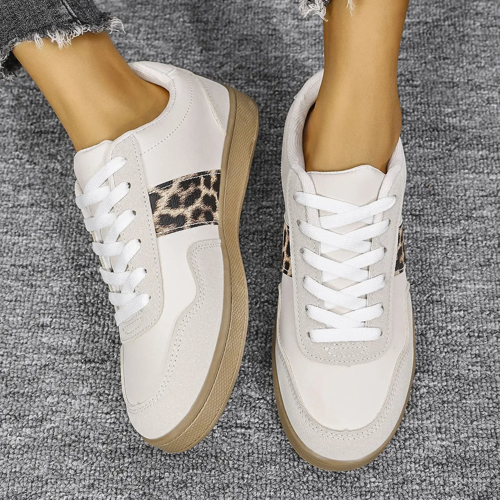 Leopard Lace Up Round Toe Sneakers - tif-shop24.de