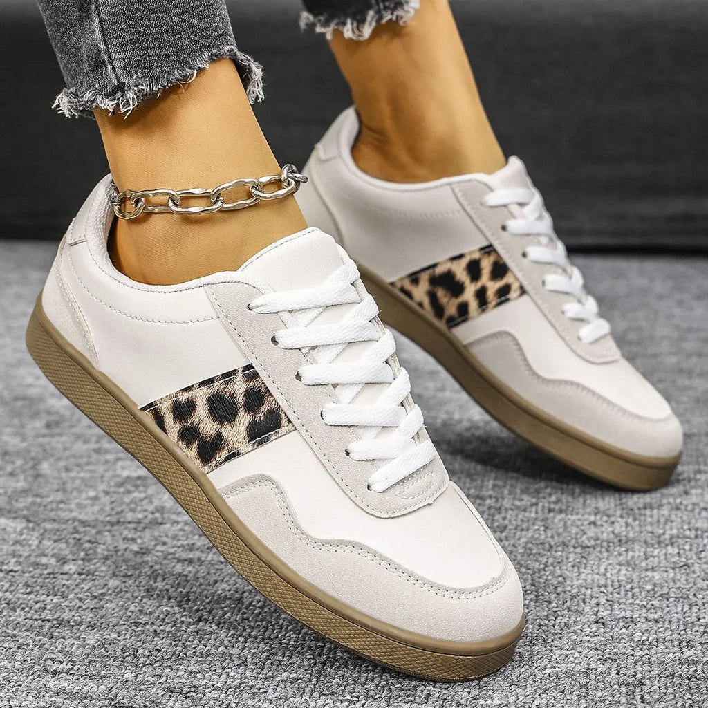 Leopard Lace Up Round Toe Sneakers - tif-shop24.de