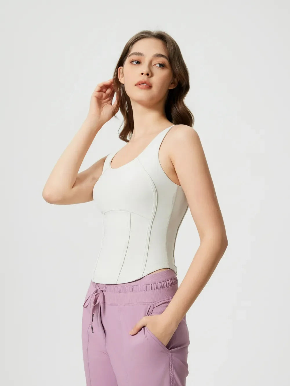 Millennia Round Neck Wide Strap Active Tank with Detachable Chest Pads - tif-shop24.de
