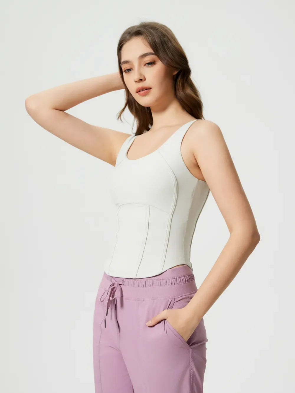 Millennia Round Neck Wide Strap Active Tank with Detachable Chest Pads - tif-shop24.de