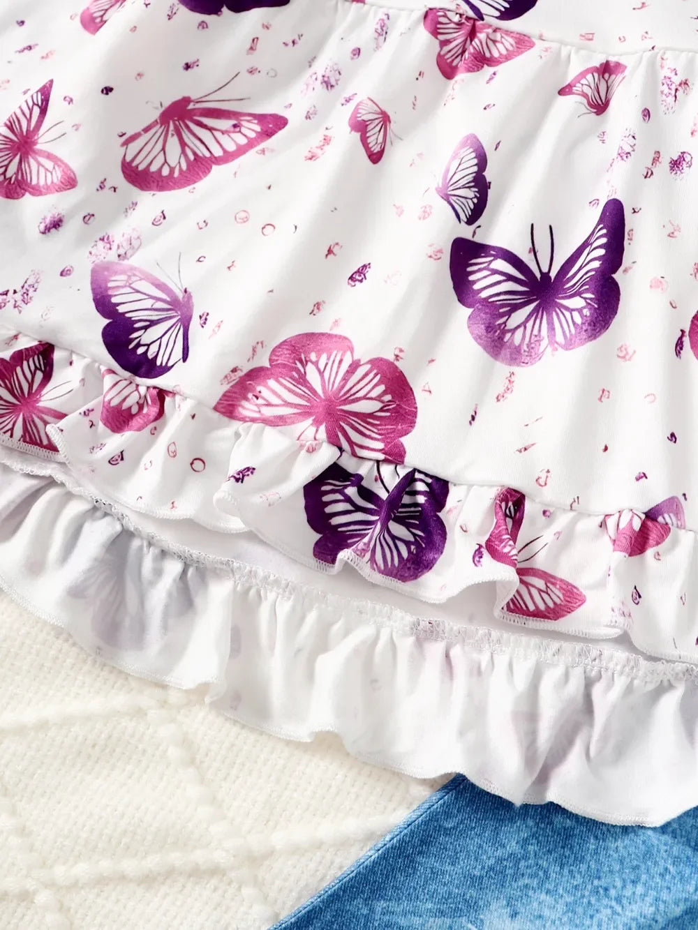 Children's Butterfly Print Top and Flare Pants Set - tif-shop24.de