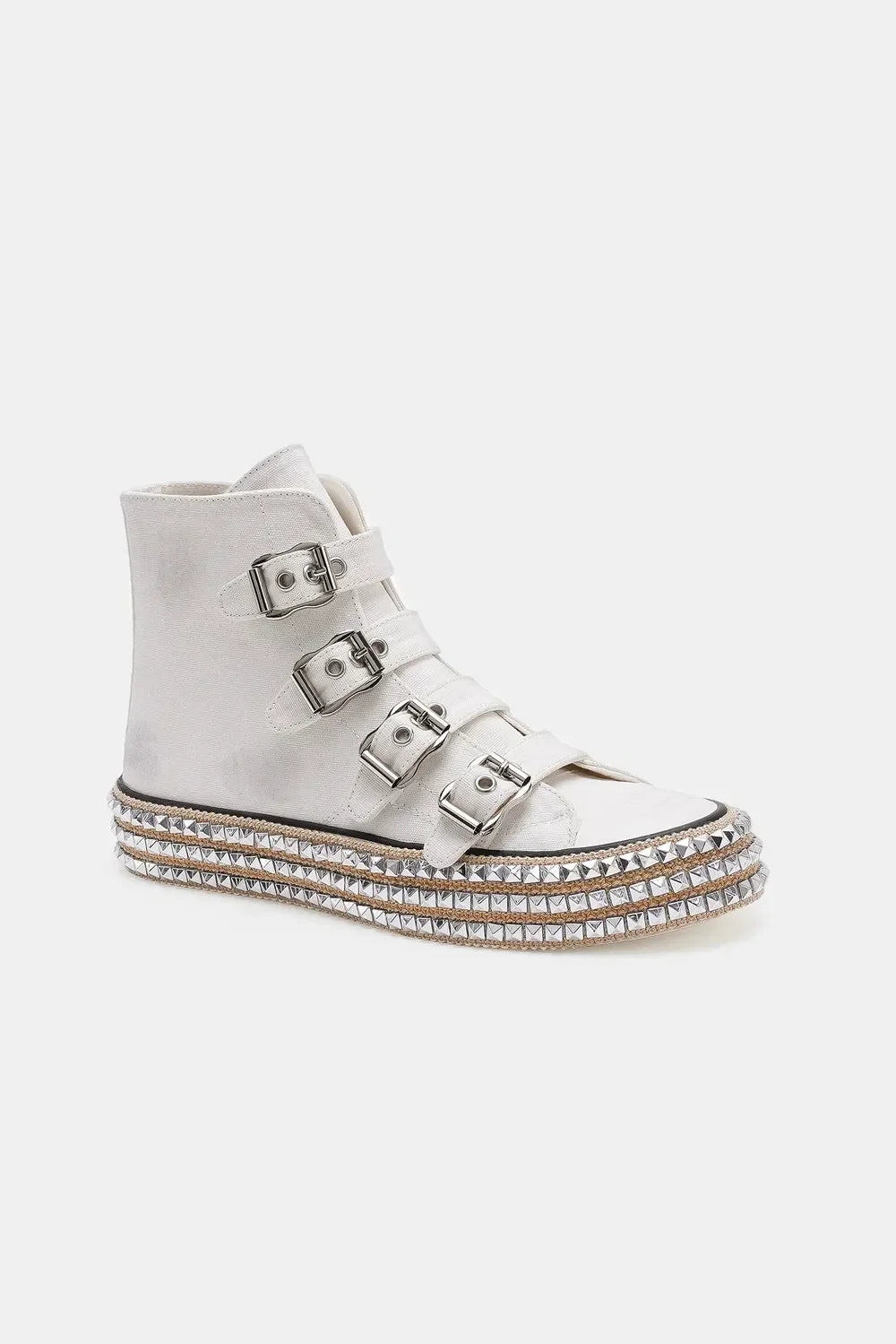 Beast Fashion Multi-Buckle Straps Studded Platform Sneakers - tif-shop24.de